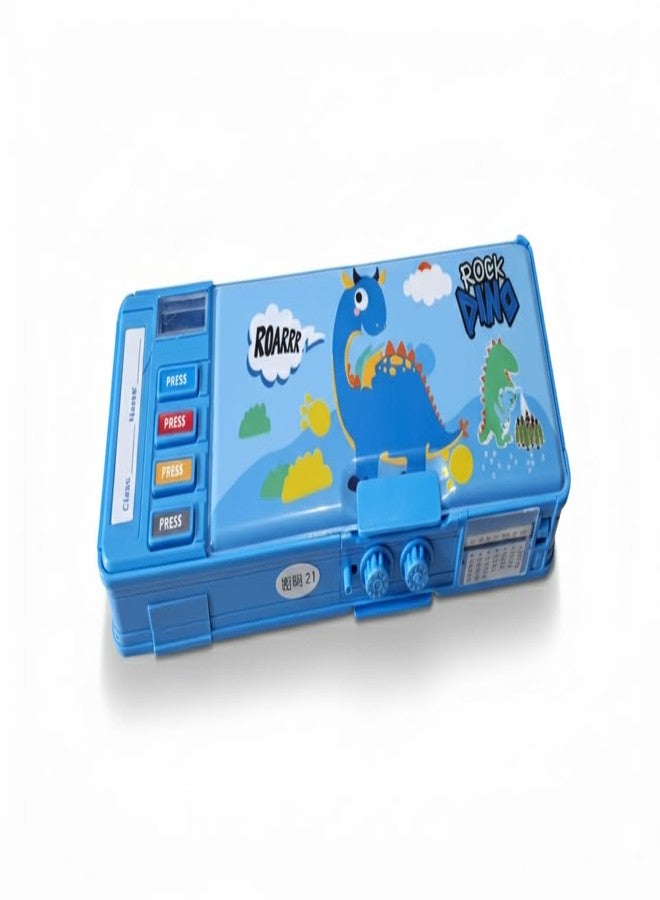 Parshya Kids Dinosaur Pencil Box with Multi-Function Pop-Out Buttons | Dual Storage, Built-in Sharpener, Writing Pad, Password Lock | Premium ABS Plastic Pencil Case for Boys & Girls - Image 1